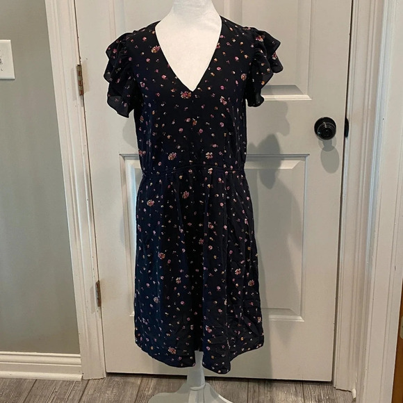 Rebecca Taylor Flutter Sleeve Dress navy Multicolor 16785 - Picture 2 of 9